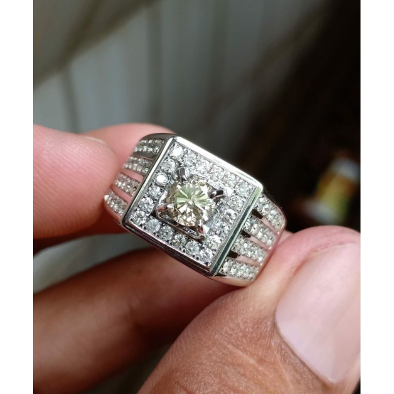 Cincin perak + berlian pria