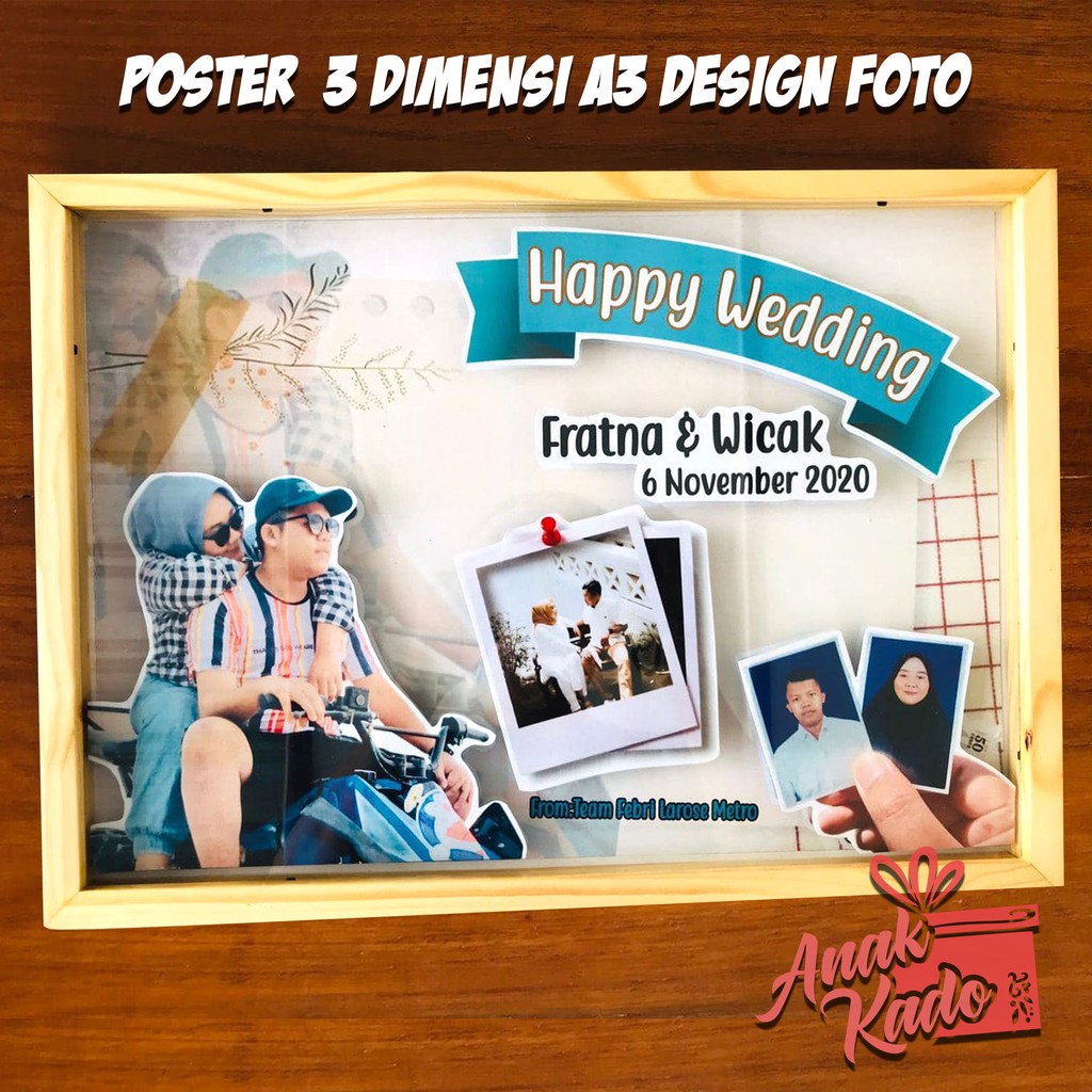 POSTER CUSTOM FOTO 3D / POSTER BINGKAI FOTO 3D CUSTOM / KADO POSTER FOTO 3D