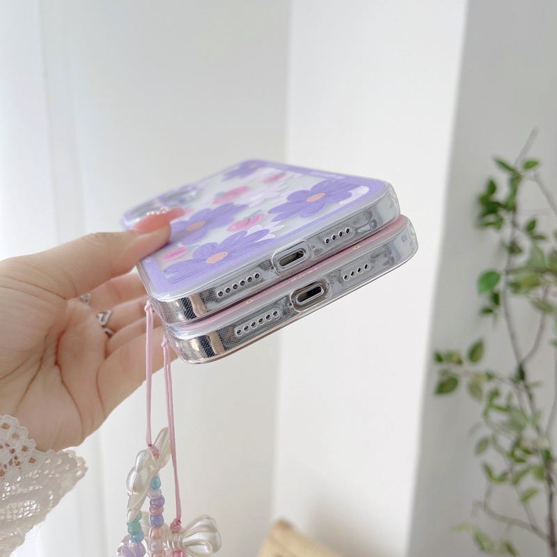 Fashion Beautiful Flowers Bracelet Soft Case HP Xiaomi Poco X3 NFC Redmi Note 9 11S 11 Pro 4G 5G Lanyard Clear Casing
