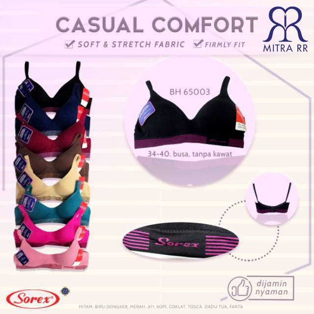 BH Sorex 65001 65003 Basic Polos Cantik Bra Tanpa Kawat