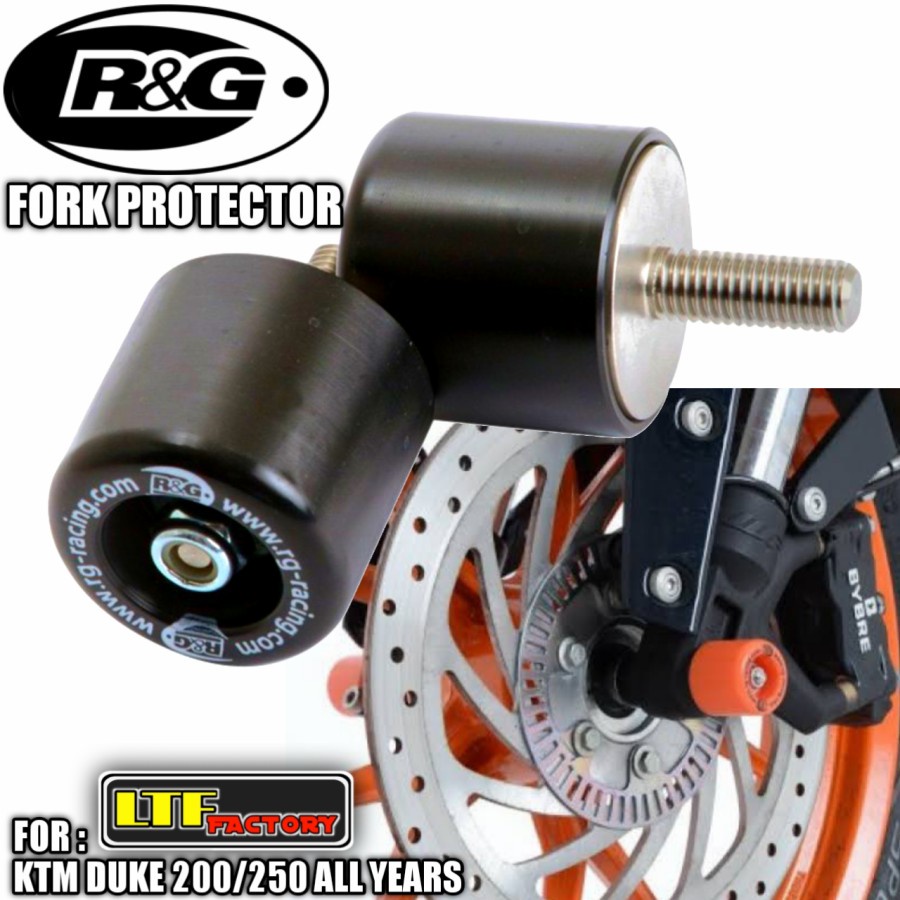 KTM DUKE 200 RNG Racing Fork Guard Crash Protector - Pelindung Shockbreaker Depan USD  - Hitam