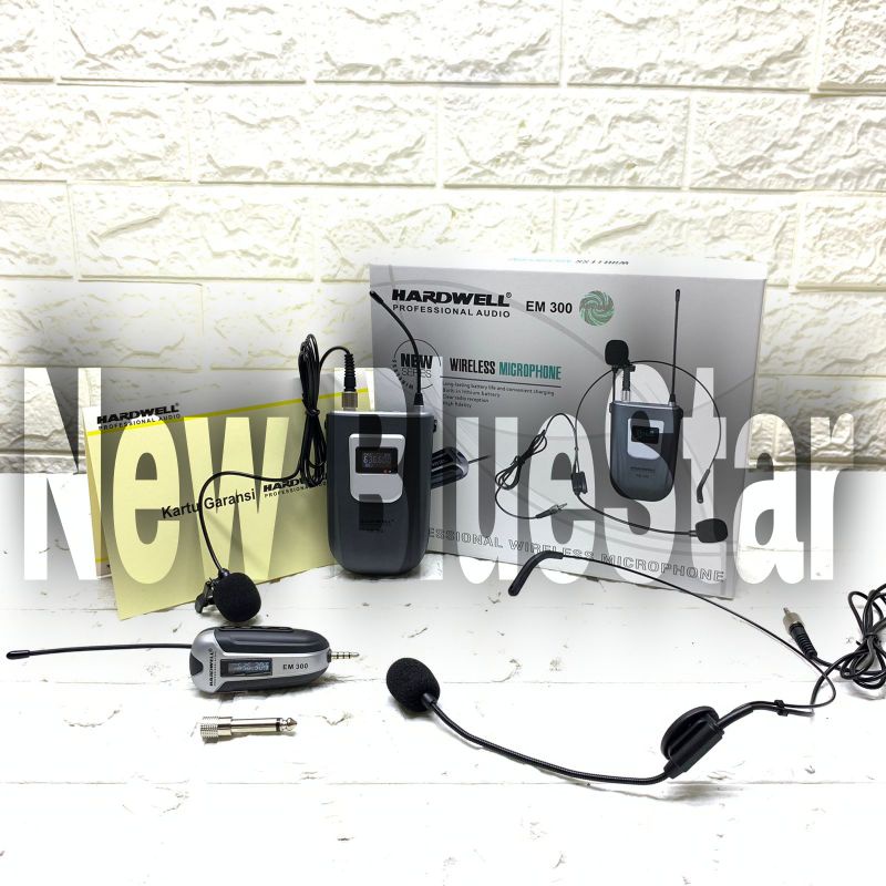 Microphone Wireless Hardwell EM 300 Original Hardwell Mic  Headset - Jepit