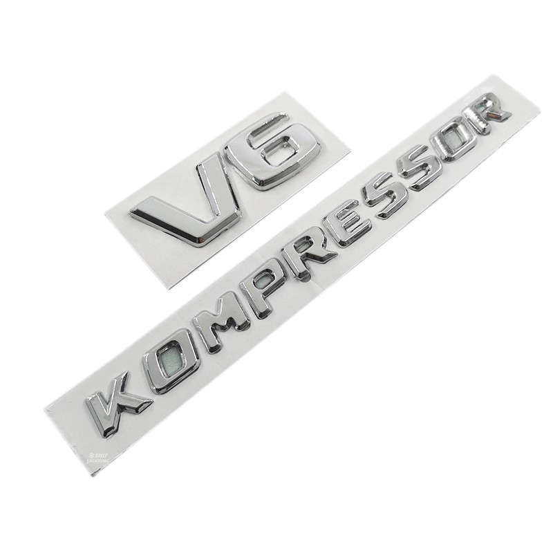 1 x ABS V6 KOMPRESSOR Letter Car Auto Decorative Emblem Badge Sticker Decal Replacement For Mercedes Benz V6