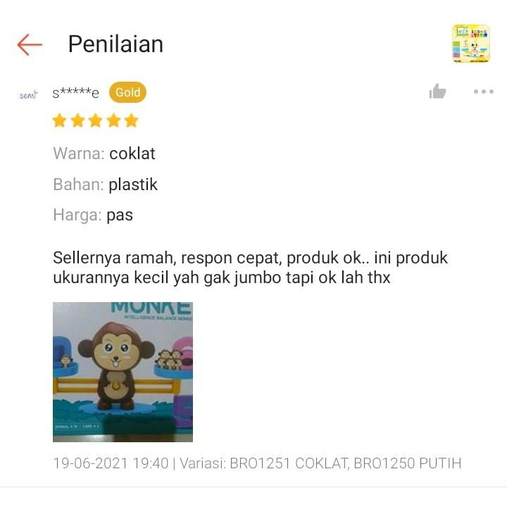 PROMO BRO1251 BRO1250 Timbangan Monyet Sapi Balance Belajar Berhitung Mainan Anak Permainan Edukasi