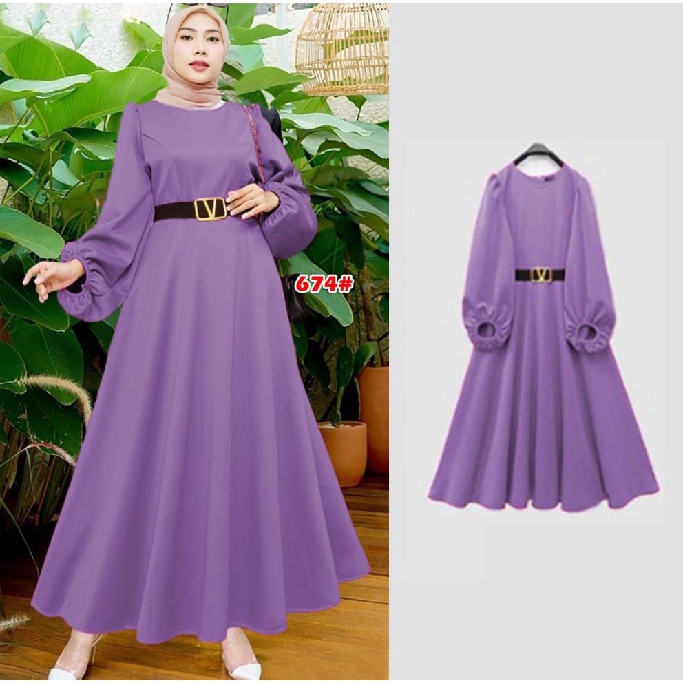 674# gamis wanita terbaru// fahion muslim gamis scuba+FREE BELT V