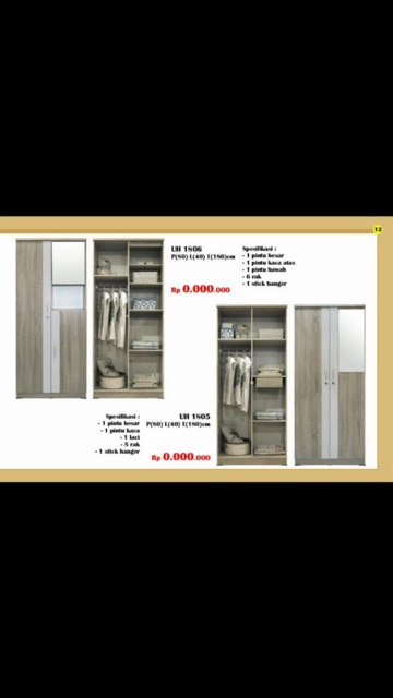 Lemari 2P Partikel 2 Pintu Dan Cermin Full Body