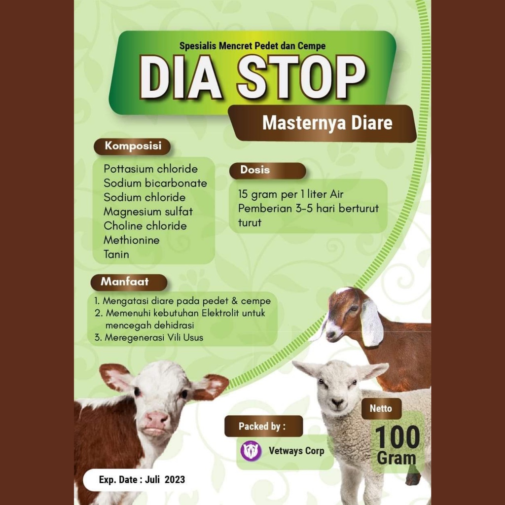 DIA STOP Ori | Obat Mencret kambing Cempe dan sapi Pedet kelinci | Obat diare Kambing dan obat diare Sapi ampuh | Apoternak