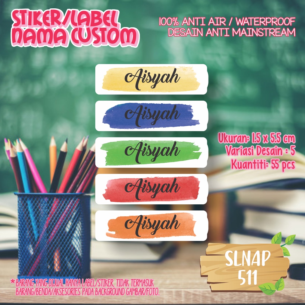 

sticker label nama waterproof kartun anak warna warni SLNAP 511
