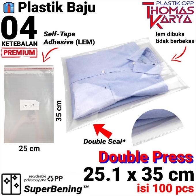 

{{{{}}] Plastik OPP LEM TEBAL 25.1x35 cm DOUBLE SEAL Packing Baju Kaos Garment