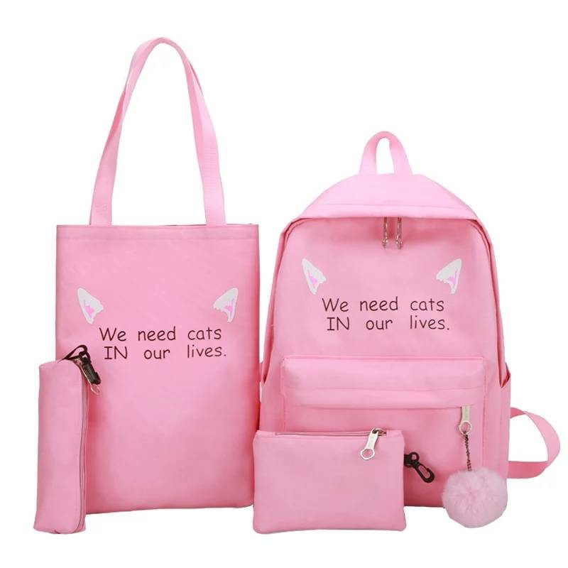 Tas Sekolah untuk Gadis Remaja Anak Buku Tas Cute Ransel Gadis Hadiah Tahan Air Besar Sekolah WNC-Pink