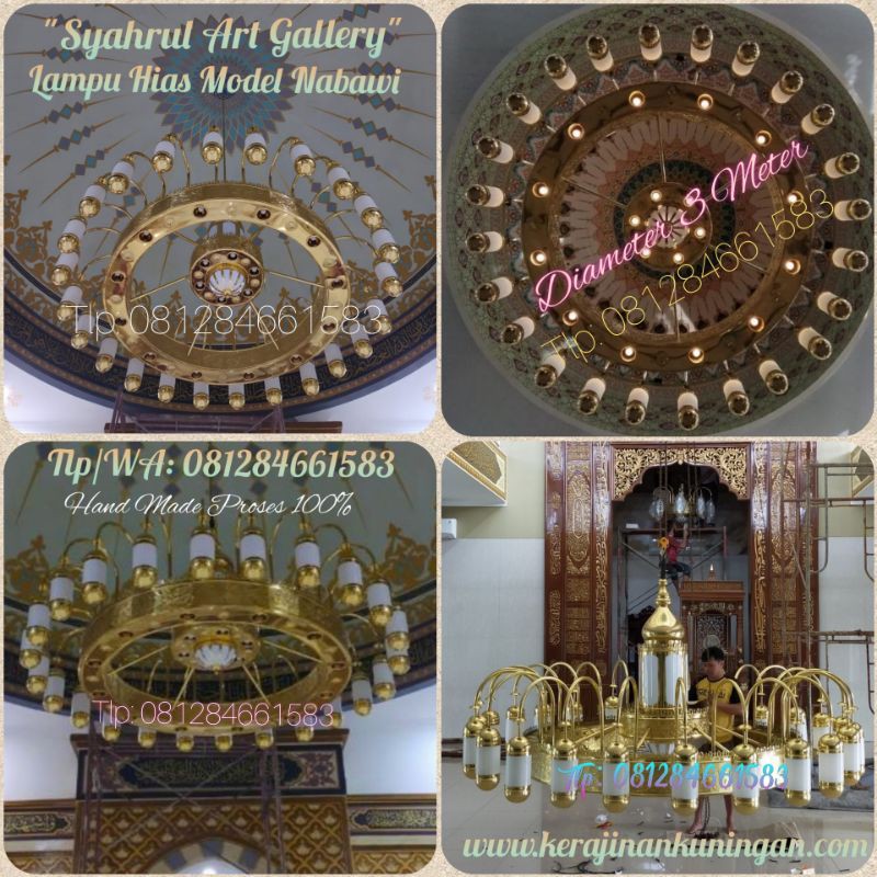 Replika Lampu Masjid Nabawi Diameter 3 meter-Lampu Masjid Mewah-Lampu Madinah-Lampu Masjidil Haram