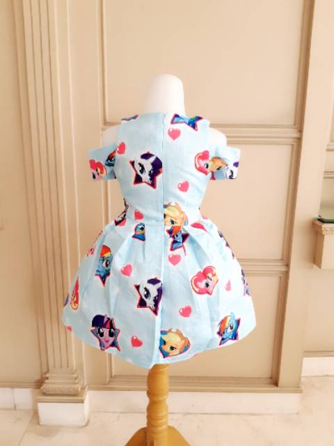 GA2682 LITTLE PONY STAR SABRINA / DRESS PESTA KUDA PONI ANAK IMPORT / GAUN LITTLE PONY BIRU PINK