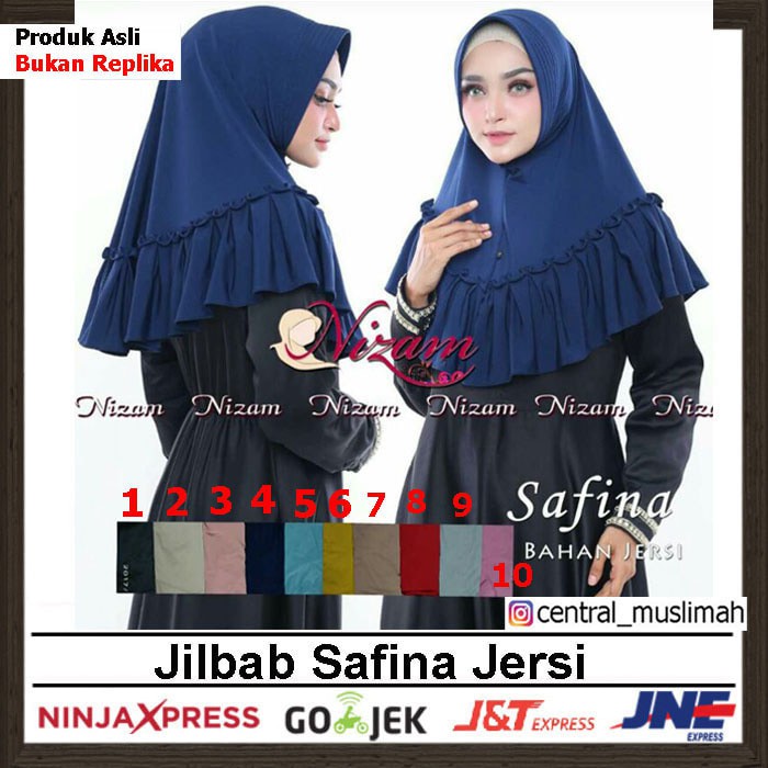 Jilbab Instan Safina Original Nizam - Hijab Bergo Pet Rempel Syari - Navy