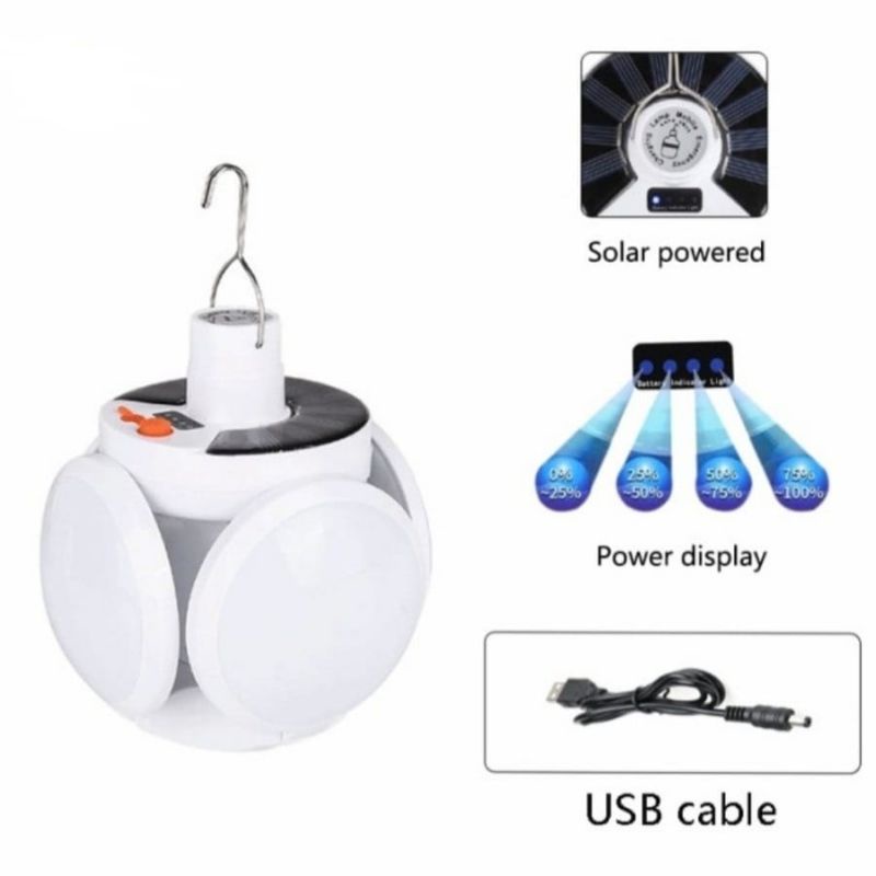 BOHLAM LAMPU LED EMERGENCY / BOHLAM LAMPU DRAGONBALL 60 WATT / DRAGONBALL 5 SISI GANTUNG RECHARGEABLE