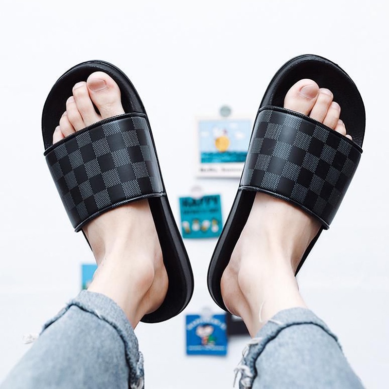 Sendal Slop Distro Pria ANOY A-03 Catur Checkerboard Hitam Premium Sandal Selop Termurah Sendal antiair