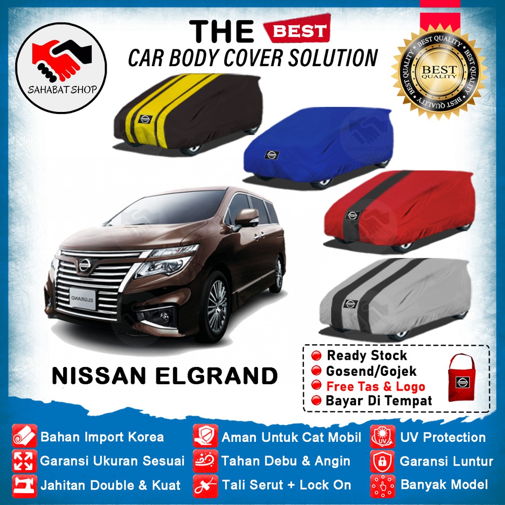 Sahabat Body Cover Mobil Elgrand / Sarung Penutup Nissan Elgrand Outdoor 2010 2011 2012 2013 2014 2015 2016 2017 2018 2019 2020 2021 2022 / Selimut Mantel Tutup Pelindung Kerodong Pembungkus Mantol Kerudung Jas Mobil Elgrand Waterproof Anti Air Model Biru