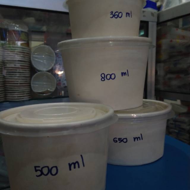 Paper bowl (800ML) - Paperbowl Mangkok kertas ukuran 800ml paperbowl PAPER BOWL 360ml 500ml 650ml 800ml + TUTUP Putih / Mangkok Kertas PAPERBOWL 12oz 17oz 22oz 27oz