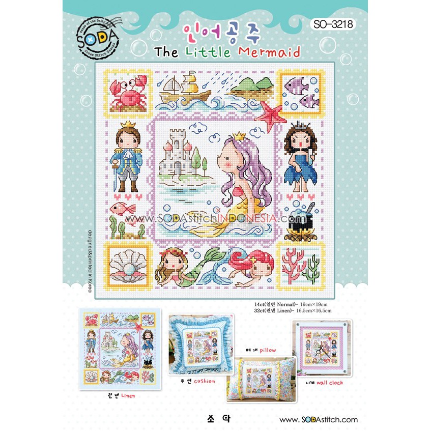 Paket DIY Craft Sulam Kristik Strimin Cross Stitch Sodastitch SO-3218 - The Little Mermaid