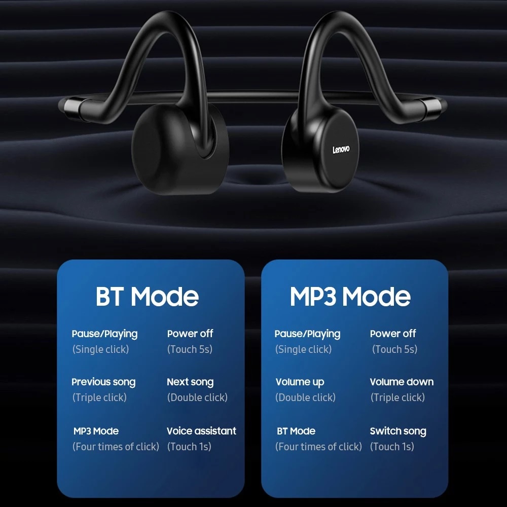 LENOVO ThinkPlus X5 - Bone Conduction Bluetooth Earphone - 8GB Memory