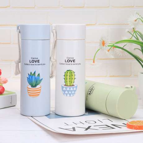 Botol Termos Tumbler Unik Motif Tanaman Cactus Kaktus Animal Six Oup 450 ML My Bottle GLASS MATERIAL