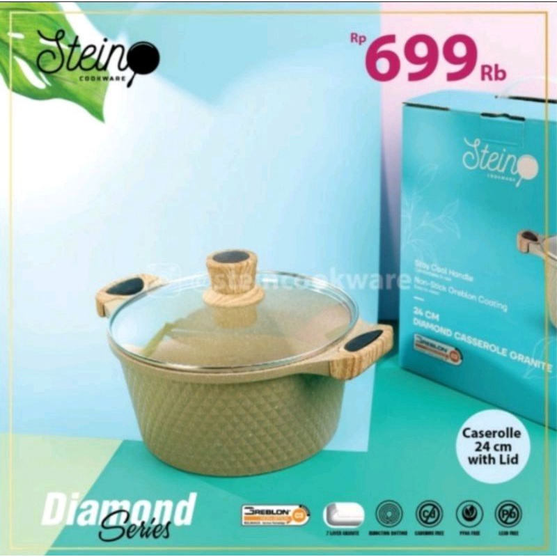 Diamond Caserolle Diamond Frypan 20 cm 24 cm satuan Steincookware stein cookware