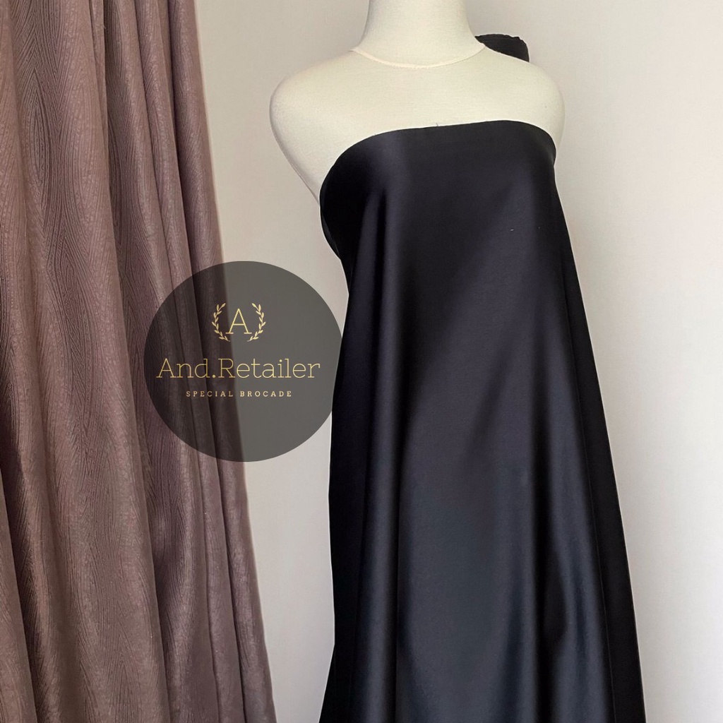 Kain satin Maxmara Pure Silk Original warna Hitam Black