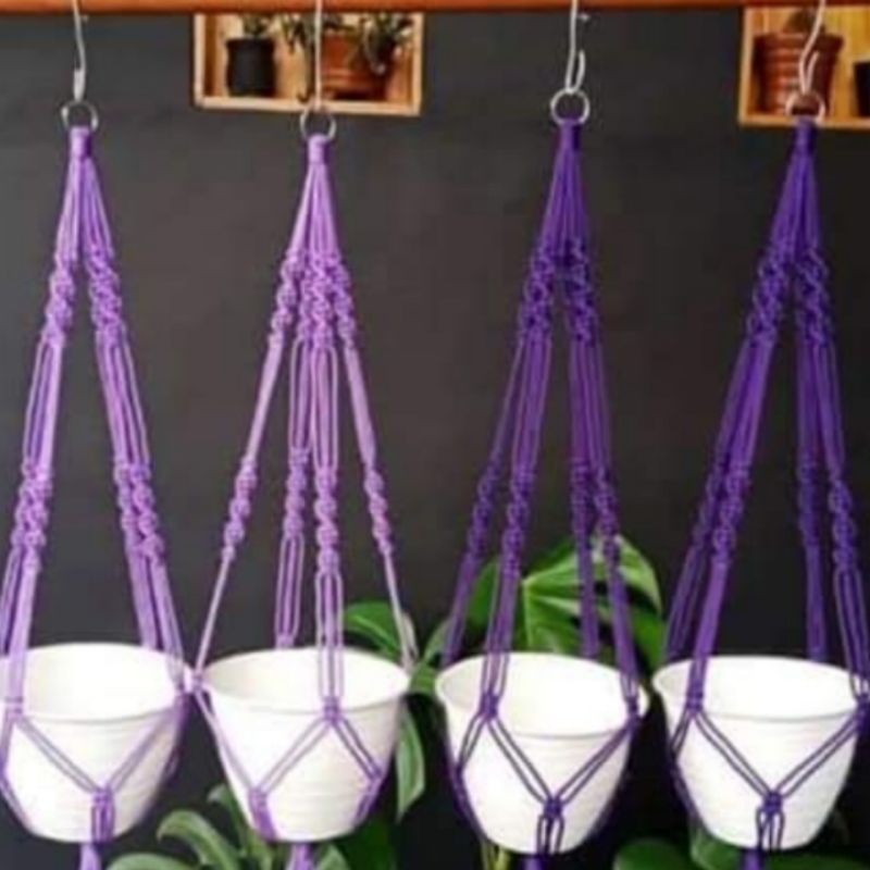 Gantungan pot bunga tali kur  kaki 4