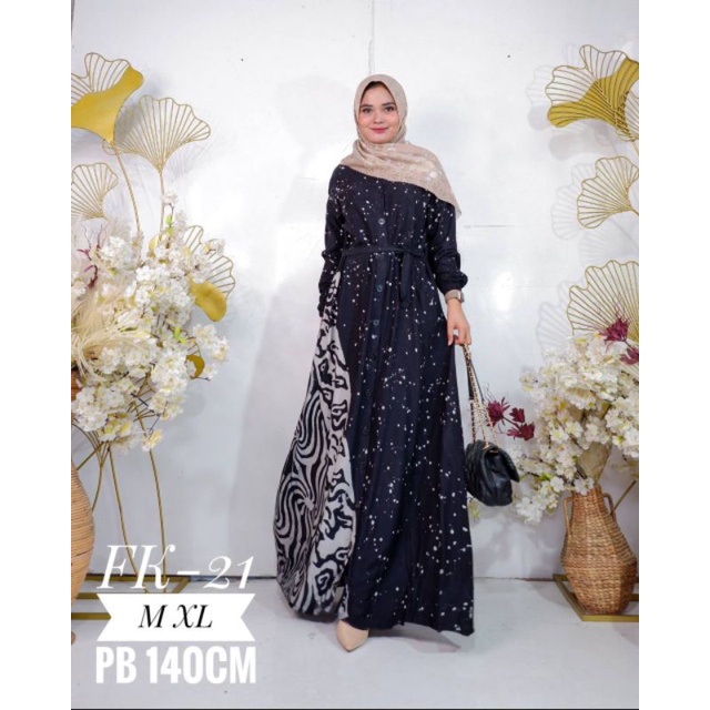 Gamis Twill Full Kancing/ Gamis Twill Abstrak/ Gamis Twill Ori