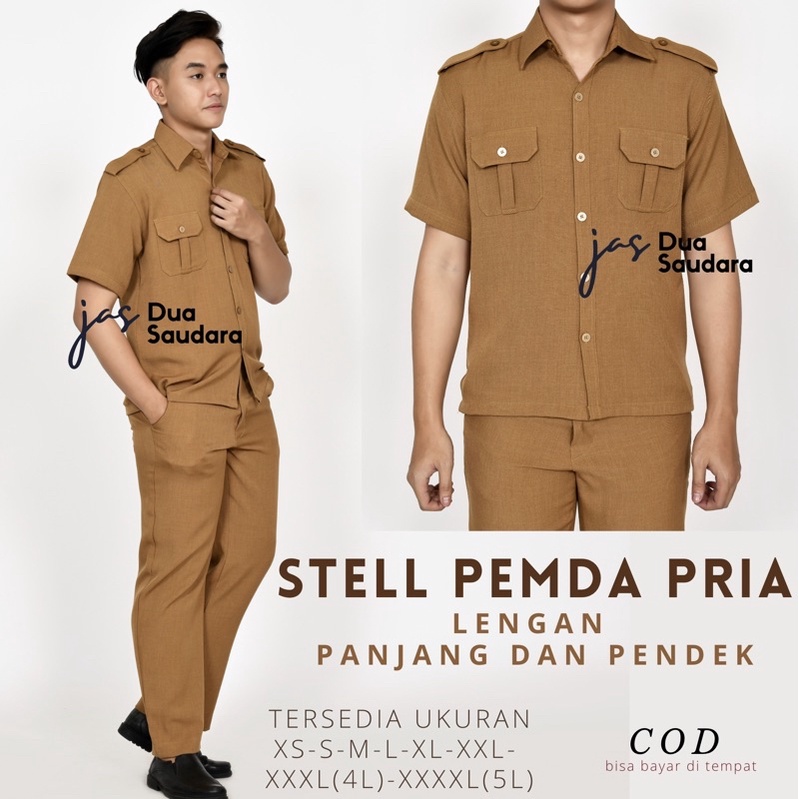 STELL PEMDA PRIA / STELL KHAKI PRIA / BAJU PNS PRIA / STELAN PNS / KEMEJA PNS PRIA Lengan pendek / lengan panjang / STELAN PEMDA COWO