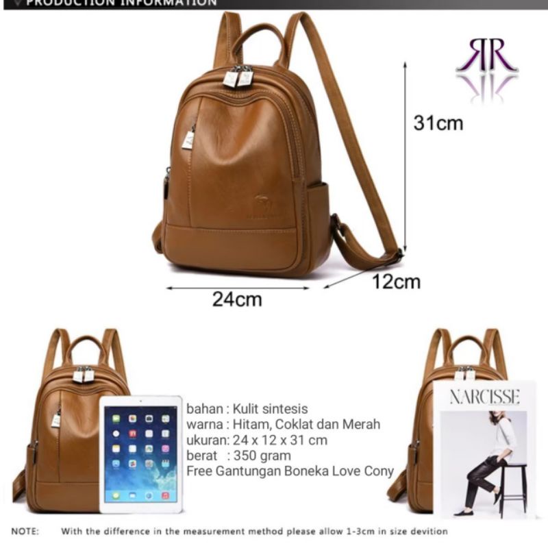 Tas Ransel Sedna Wanita Murah Kulit Tebal Original Import