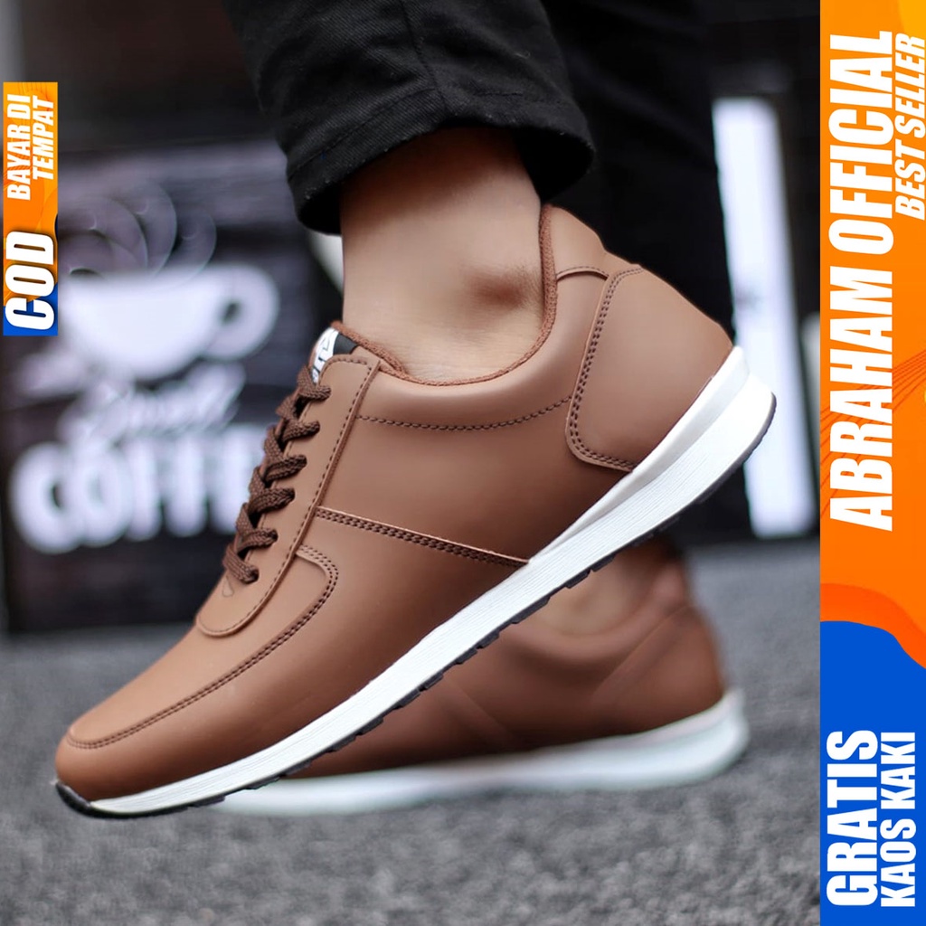 Abraham Prey - Sepatu Casual Sneakers Pria Hitam Kerja Santai