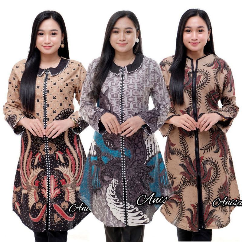 Atasan Tunik Batik Wanita Modern Trendy M L XL XXL Jumbo Tunic Batik Wanita