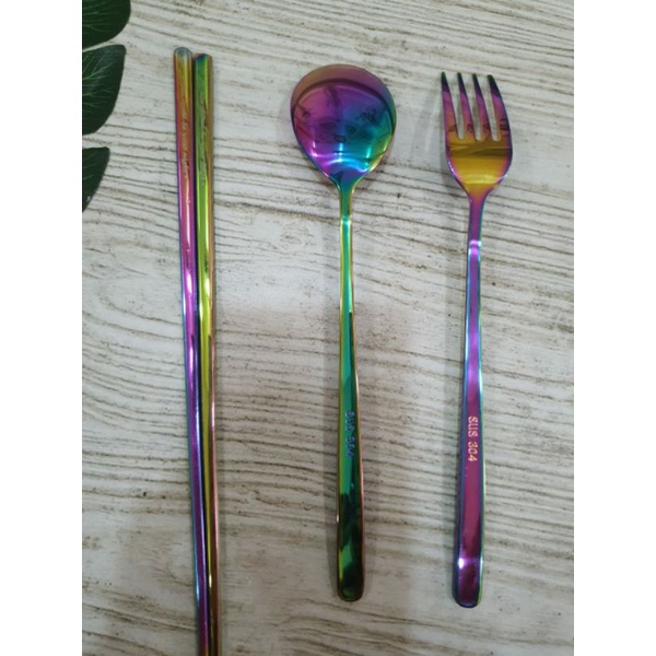 famjly games SET RAINBOW Alat Makan Korea Sujeo Stainless Steel Tebal - Sendok Korea Set Rainbow - Sendok 304 R001