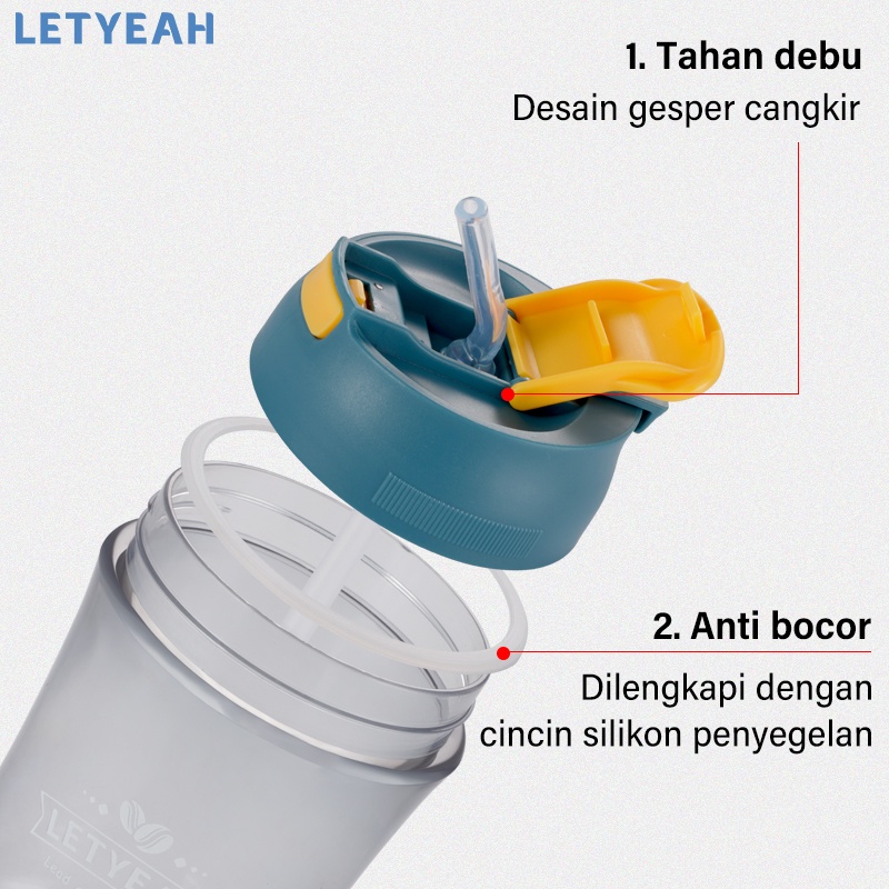 letyeah Botol minum 400ml anti bocor tumpah /botol minum kopi portable tahan panas /botol minum anak sedotan lucu /coffe cup/tumbler kopi