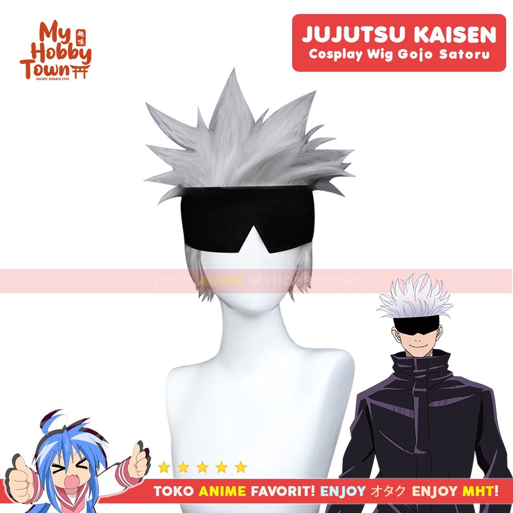 Wig Cosplay Anime Jujutsu Kaisen : Gojo Satoru Silver Gray