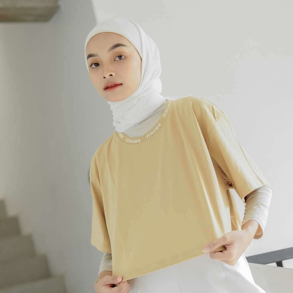 JINISO Crop Top JNSO Round Neck Oversize Tee T-Shirt | Kaos-7