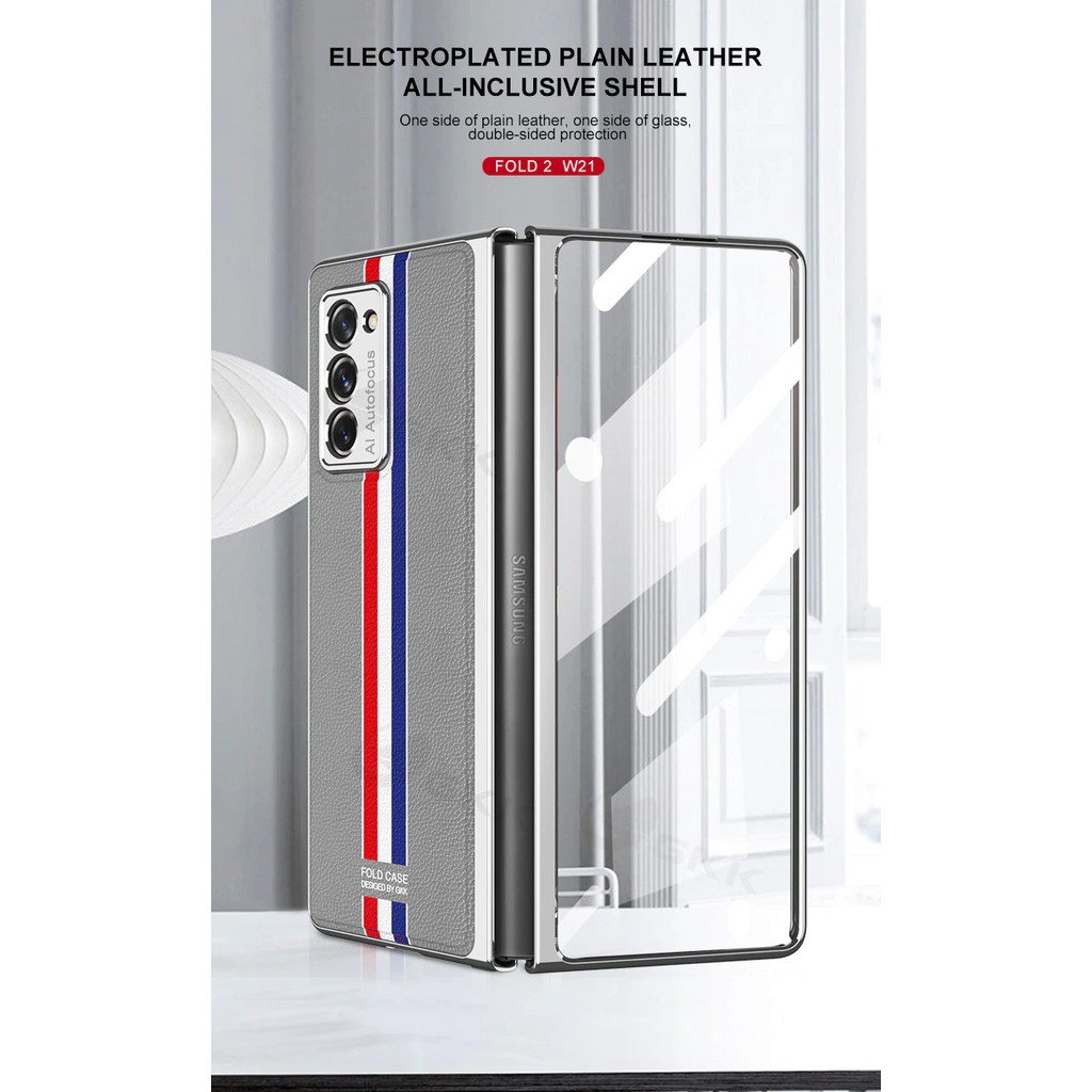 Case Gkk Original Samsung Z Fold 2 Tempered Glass Leather Case 3 Stripe Samsung Galaxy Z Fold 2 5G