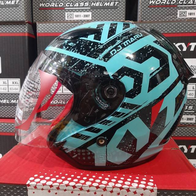 HELM KYT DJ MARU MOTIF 16 AQUA BLUE BLACK