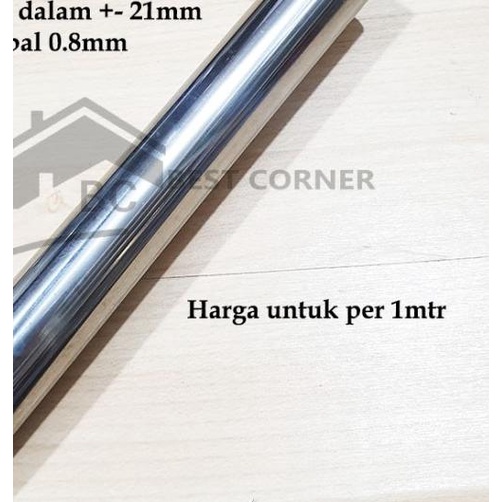 Pipa 7/8" x 1Mtr Bulat Stainless steel OD ( 22 MM ) 7/8 inch
