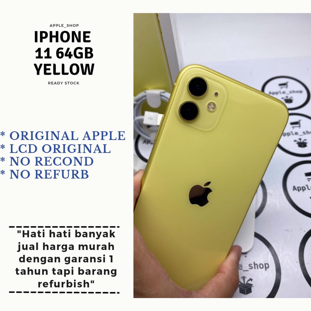 iPhone 11 64gb yellow Lcd Original Mulus Original Bukan Refurbish / Rekondisi