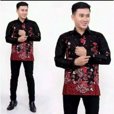 Batik Couple Keluarga Sania Ruffle Ori Ndoro Jowi Dnt Motif Sakura Merah