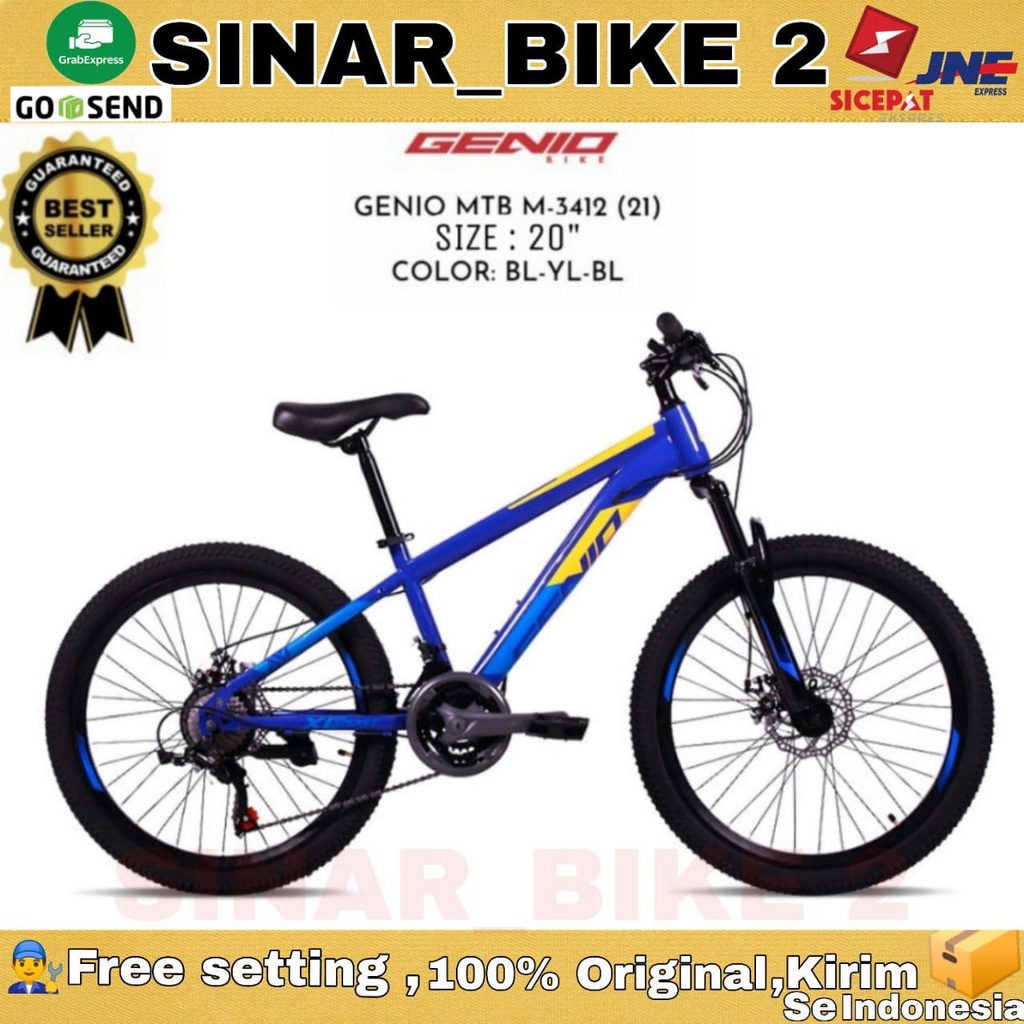 Sepeda Gunung Mtb Genio 3412 20 Inch Rem Cakram 24 speed