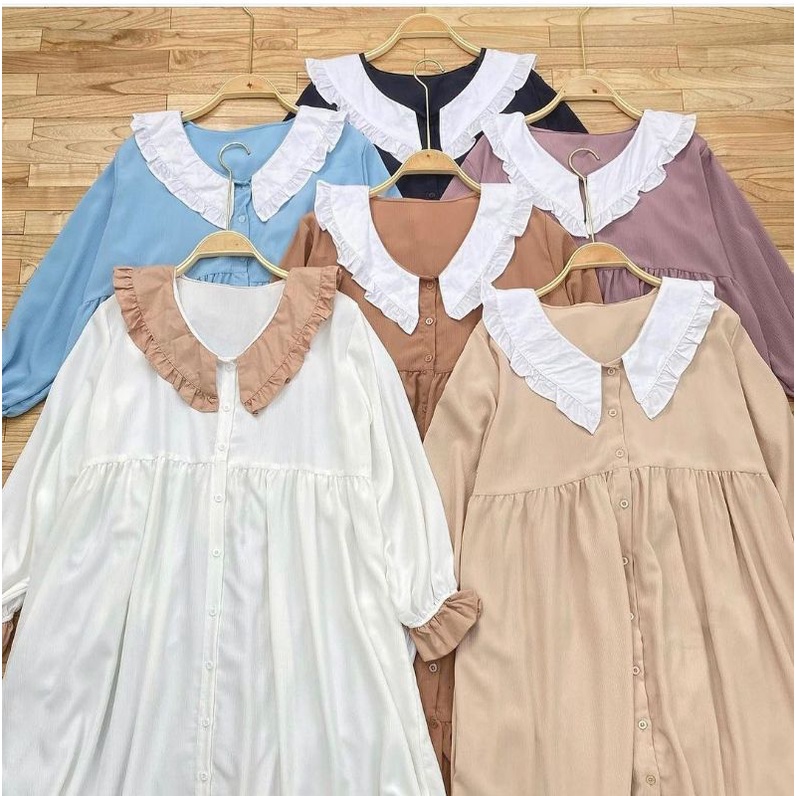 Dress korean style vintage outfit hijab baju muslim wanita kekinian 2023 maxy dress kekinian  abaya 