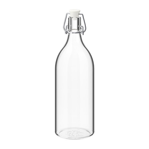 Botol dengan penutup, Kaca Bening, 1L & 500 ml - KORKEN IKEA