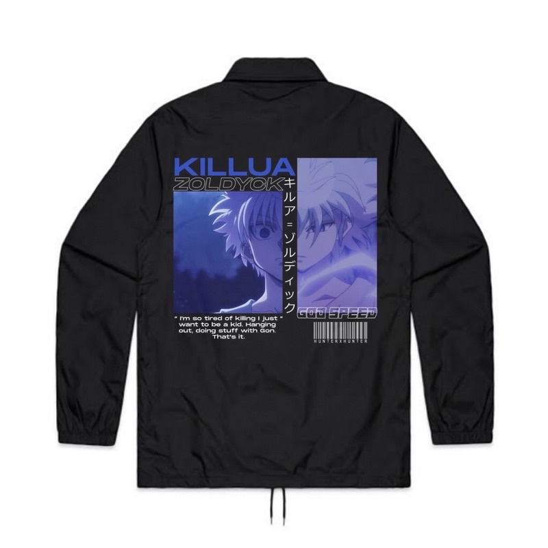 JAKET COACH ANIME KILLUA ZOLDYCK LIMITED EDITION | COACH JAKET ANIME PARASUT KILLUA ZOLDYCK HITAM