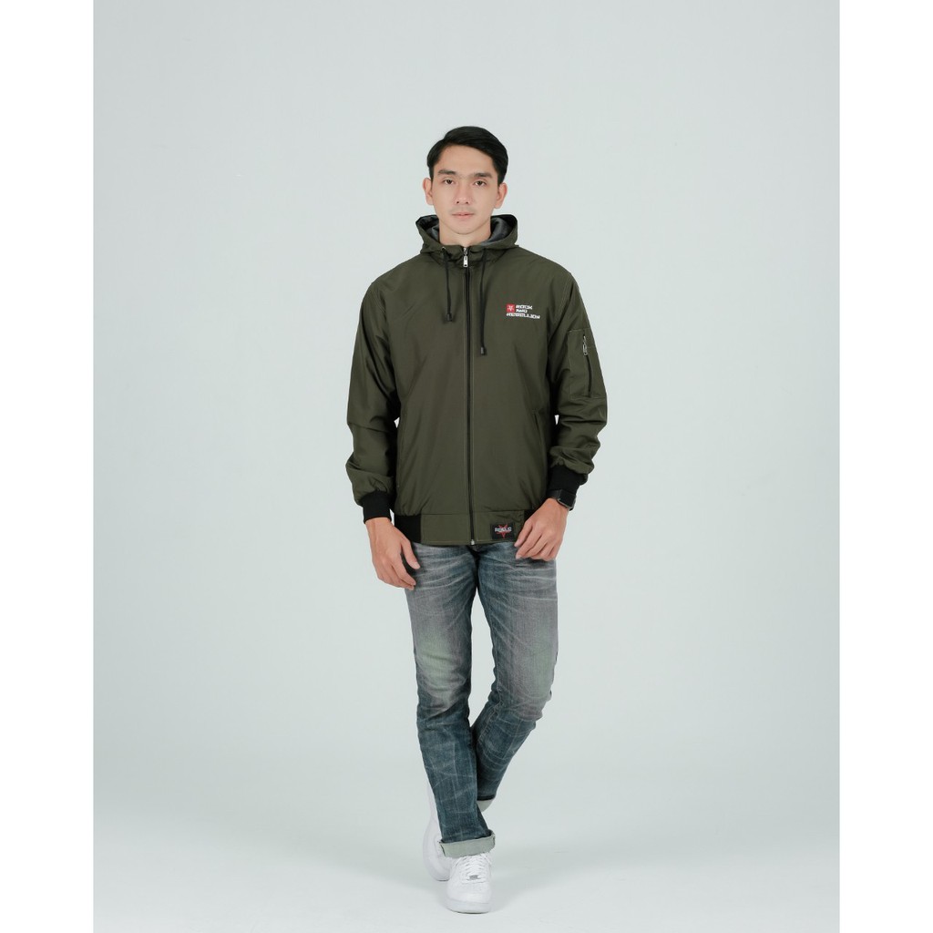 jaket pria original rebel id warna hijau army