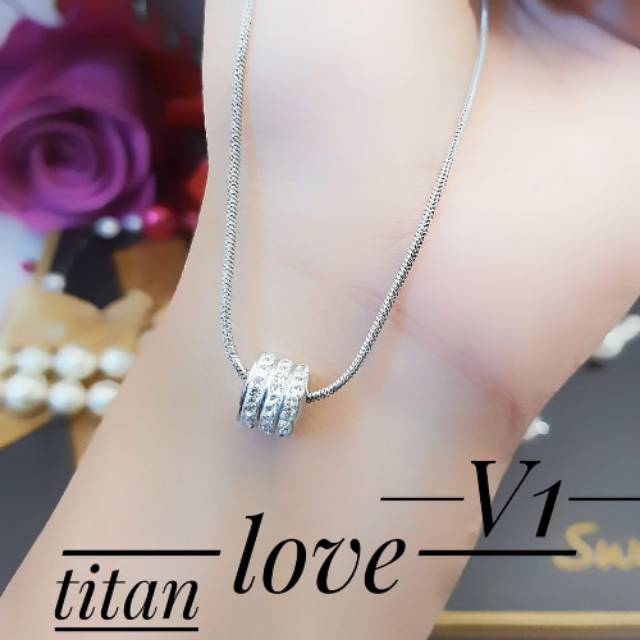 Titanium kalung lapis emas 24k 0317