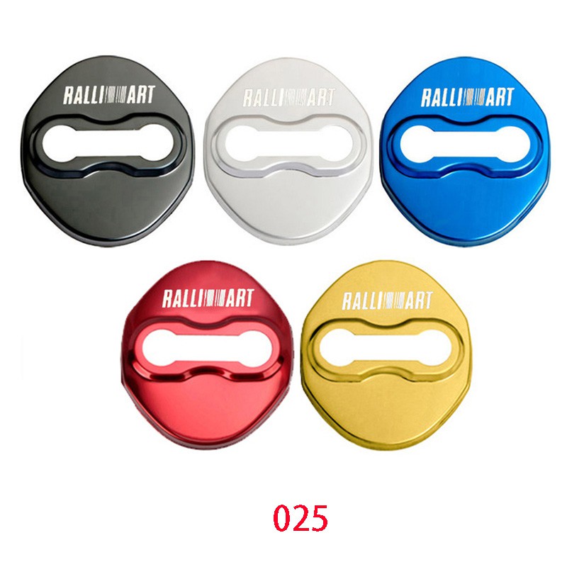 4pcs Stiker Pelindung Kunci Pintu Mobil Mitsubishi RALLIART Bahan Stainless Steel Anti Karat