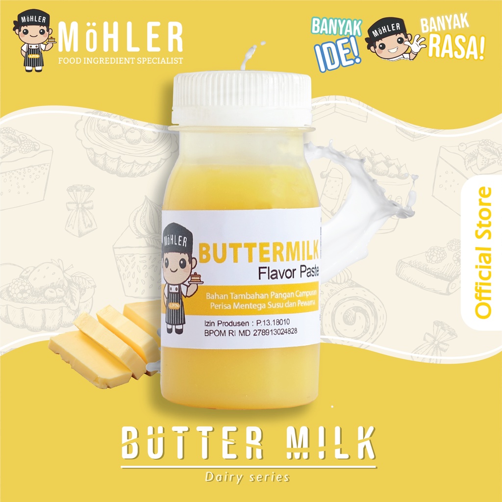 MOHLER Pasta perisa pewarna MENTEGA SUSU / BUTTERMILK (KLIK KOMBO HEMAT UNTUK BELI 1 GRATIS 1)