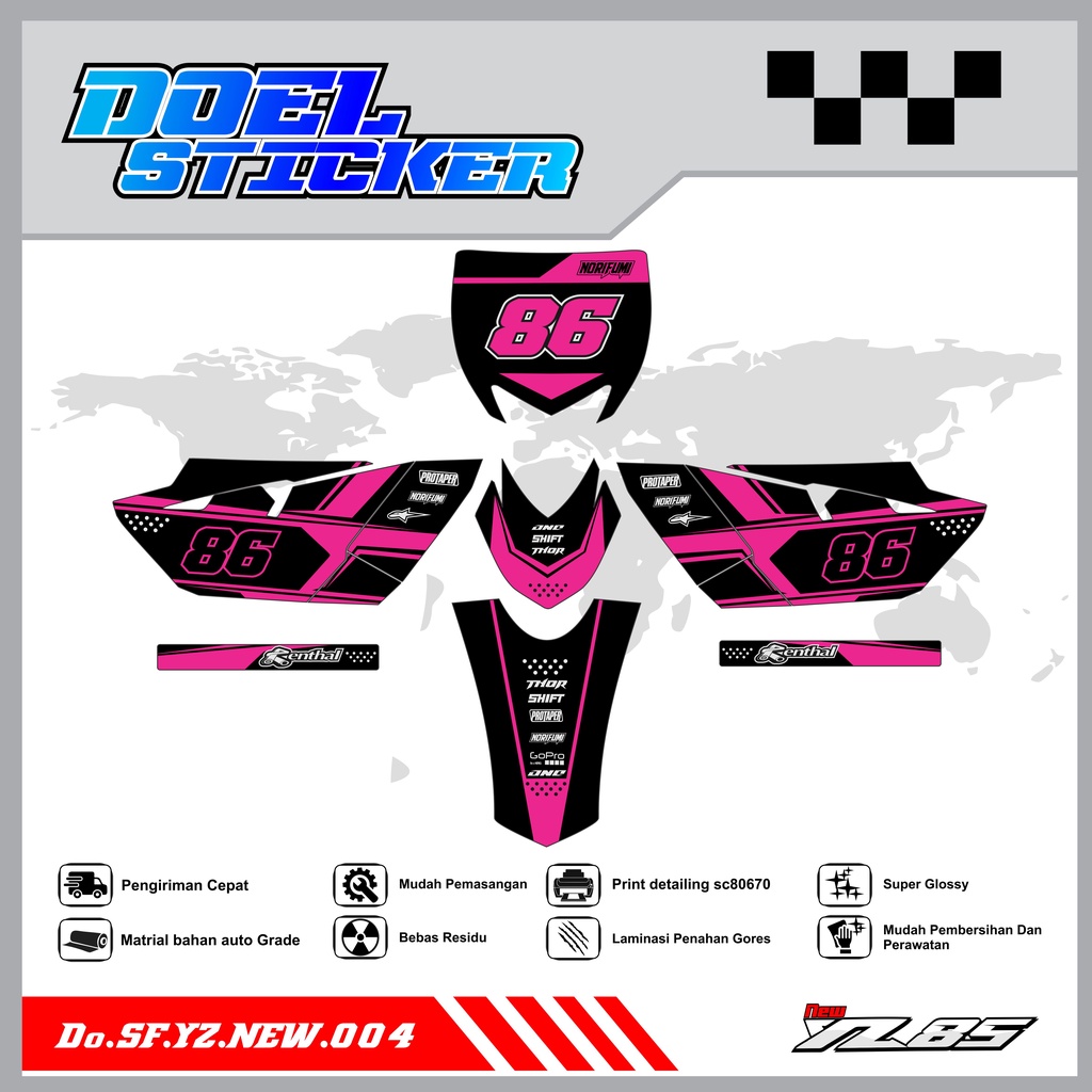 Sticker Striping YZ NEW List Variasi Hologram , Crome Doel 004